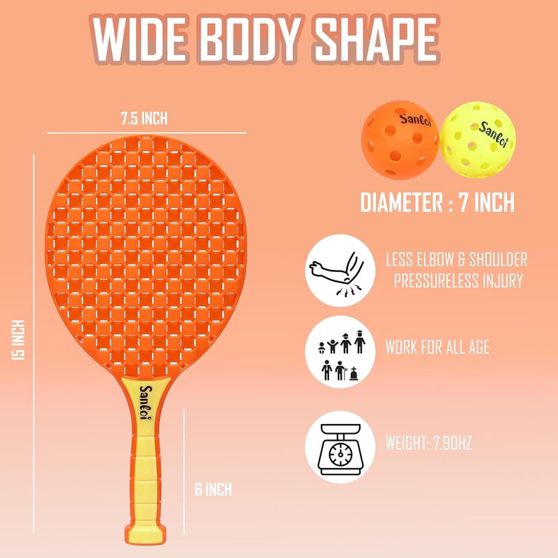 Knick Knack Santoi Paddle Ball Game Set with 2 Balls - Indoor Outdoor Play Set for Kids 3+ Years (Orange) - Image 3